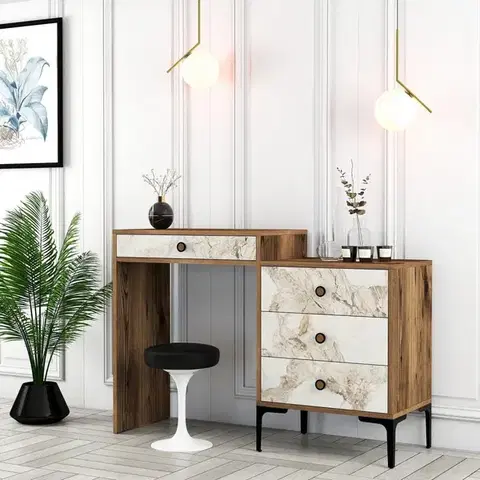 Toaletné Toaletný stolík Lizbon 552 - Walnut, White