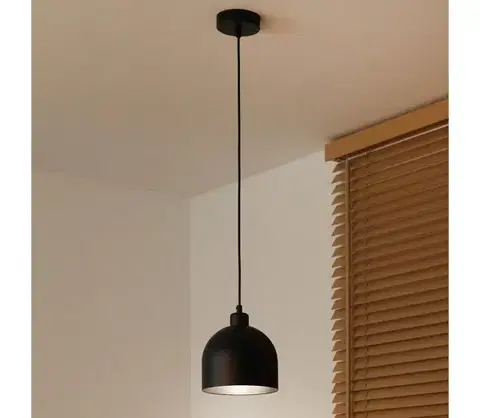 Svietidlá  - Závesné svietidlo na lanku IRONLINE 1xE27/15W/230V priemer 17 cm čierna 70552
