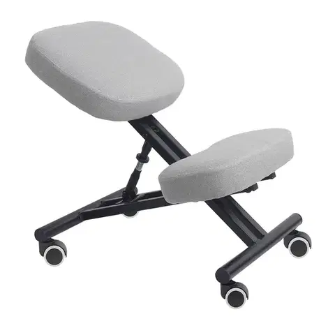 Jedálenské stoličky KONDELA Kilian ergonomická kľakačka na kolieskach svetlosivá / čierna