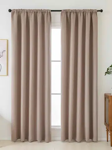 Závesy MKLozkoviny.sk Blackout závesy Elias cappuccino – 140 × 160 cm (2 ks) - riasiaca stuha
