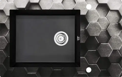 Kuchynské drezy DEANTE DEANTE - Andante Glass Graphics, metalický grafit Sklenené-granitový drez, 1-miska s odkvapkávačom ZSN_GL1C