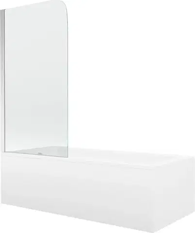 Sprchové dvere MEXEN/S - Cubik obdĺžniková vaňa 170 x 70 cm s panelom + vaňová zástena 75, transparent, chróm 550317070X9007510100