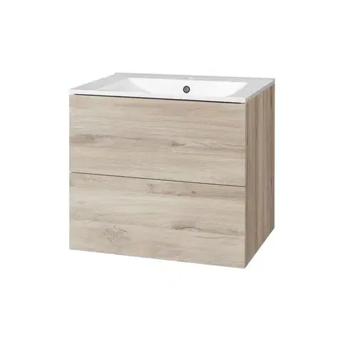 Kúpeľňový nábytok Mereo Aira, kúpeľňová skrinka s keramickým umývadlom 61 cm, dub Kronberg CN720