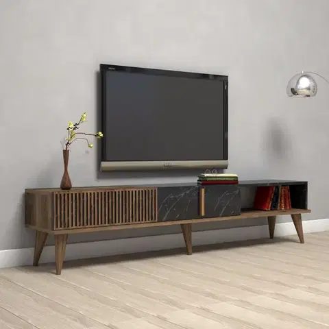 TV stolíky TV stolík Milan - Walnut, Black