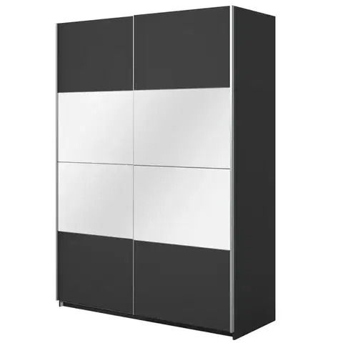 Šatníkové skrine Skriňa 150cm Beta 55  Čierna/Zrkadla