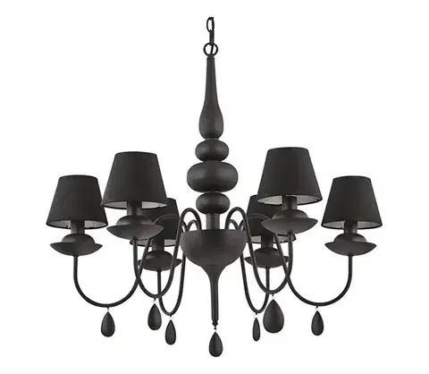 Svietidlá Ideal Lux - Luster na reťazi BLANCHE 6xE14/4W/230V pr. 75 cm čierna 111872