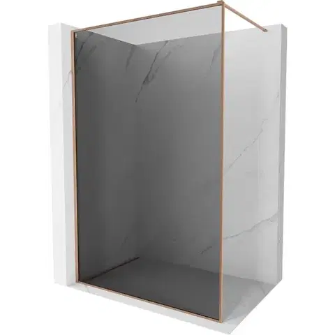 Sprchové dvere MEXEN/S - Kyoto-XF Sprchová zástena WALK-IN s rámom 50 x 202, grafit 10 mm, meď kartáčovaná 800-050-104-65-40-X