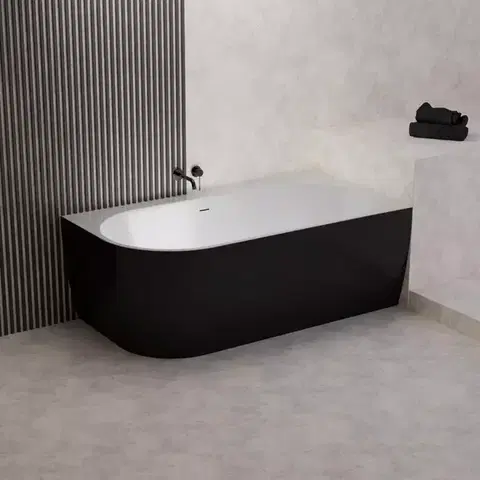 Rohové vane Vaňa Lisa 159x84 ľavý biela/čierna matná + sifón + rozeta
