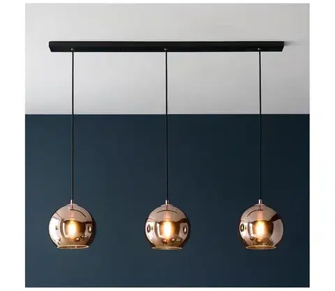Svietidlá Endon 102929 - Luster na lanku BOLI 3xE27/10W/230V čierna/dymová hnedá 102929