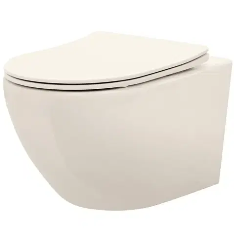 Záchody REA - Závesná WC misa Carlo Mini Rimless Ecru REA-C5500