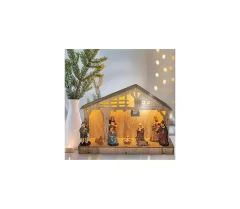 Vianočné osvetlenie  LED dřevěný betlém 30x21cm 7x LED 2xAA 1V259