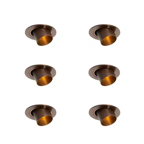 Zapustené svietidlá Sada 6 zapustených bodových svetiel tmavý bronz GU10 35 mm okrúhle naklápacie - Installa