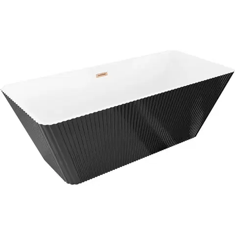 Vane MEXEN/S - Tava voľne stojaca vaňa reliéf 170 x 75, biela/čierna, sifón a prepad meď kartáčovaná 52851707575-65
