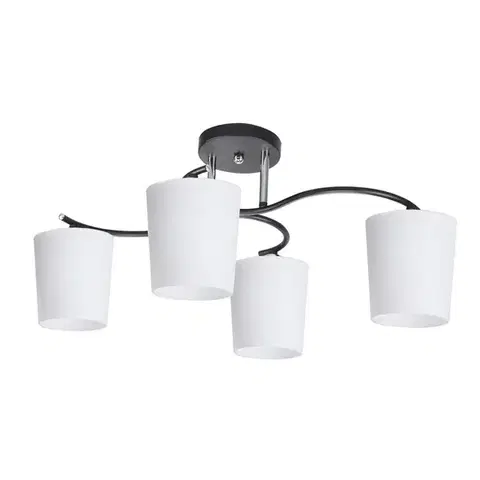 Stropná svetla Stropná lampa Esnyr chróm + čierna 4x40 E27 biele tienidlo