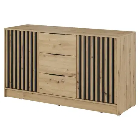 Komody do spálne Komoda Nelly 3D Dub Artisan/Čierna