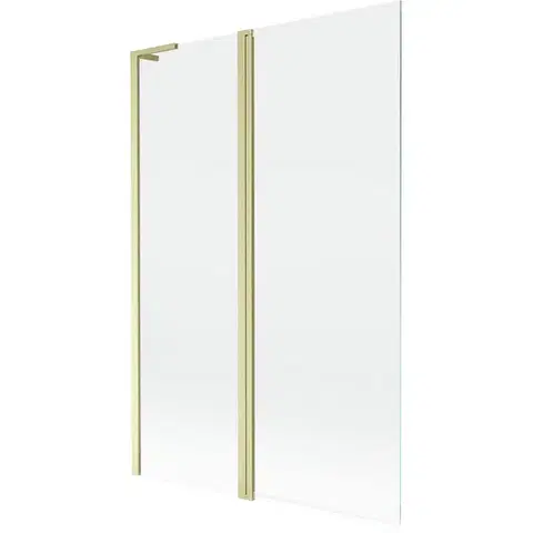 Sprchové dvere MEXEN/S - Mist L vaňová zástena 2-krídlová 120 x 150, transparent, zlatá kartáčovaná 8A9L-120-011-55-00