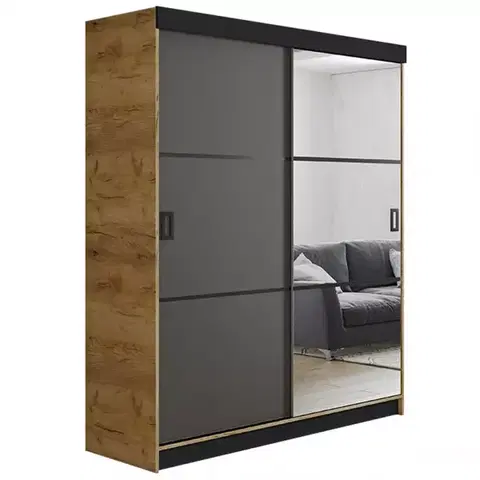 Šatníkové skrine Skriňa Retro 138 3L craft / Dvierka grafit