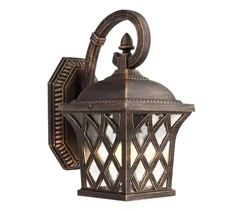 Svietidlá Redo 9951 - Vonkajšia nástenná lampa BREMEN 1xE27/42W/230V IP23 zlatá/patina 9951