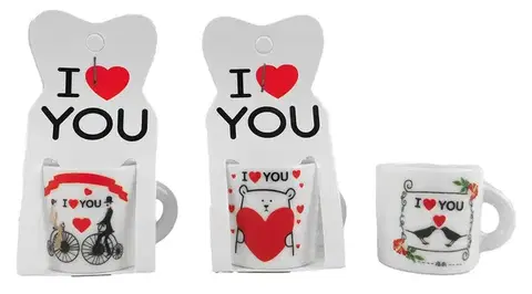 Hrnčeky, šálky, podšálky MAKRO - Hrnček I love you 3x3cm rôzne motívy