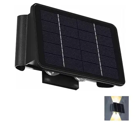 Svietidlá Greenlux LED Solárne nástenné svietidlo 4xLED/1,5W/3,7V 1500 mAh IP54 čierna 