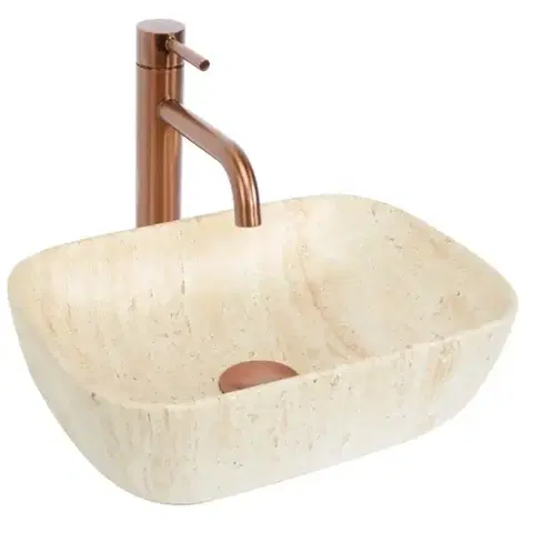 Umývadlá Umývadlo Belinda mini travertine matt - na dosku