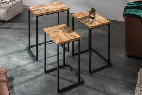 Sady stolíkov Odkladací stolík 3 ks FAETHON Dekorhome
