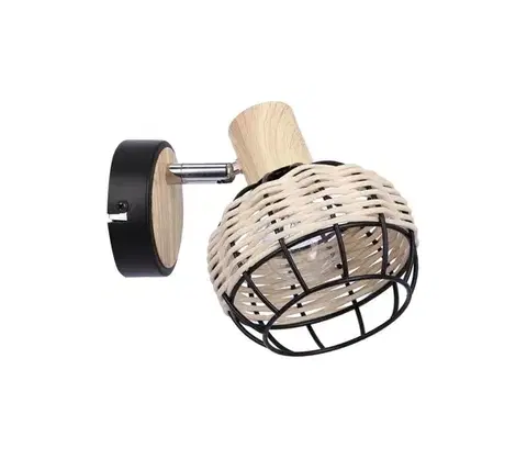 Svietidlá  Nástenné bodové svietidlo TAJGA 1xE14/40W/230V ratan/čierna 91-12197