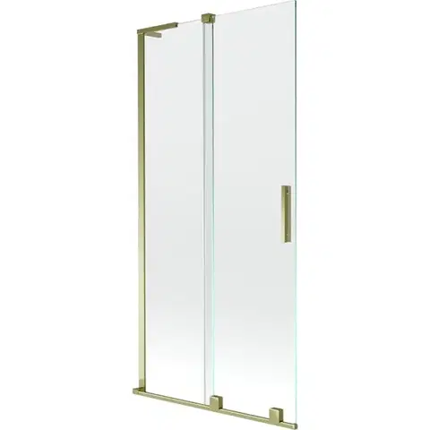 Sprchové dvere MEXEN/S - Velar L dvojkrídlová posuvná vaňová zástena 90 x 150, transparent, zlatá 896-090-003-01-50