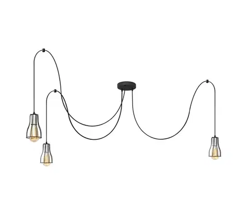 Svietidlá  Luster na lanku TUBE LONG 3xE27/15W/230V čierna/chróm W-KMD 1924/3K BK+CH+BK
