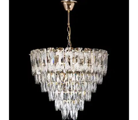 Svietidlá  LED luster na reťazi, 9xE27/60W/230V + 6xLED/6W, priemer 50 cm, zlatá W-E2636B/9+6