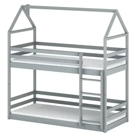 Poschodové postele Posteľ Domček Axel 90x200 sivá