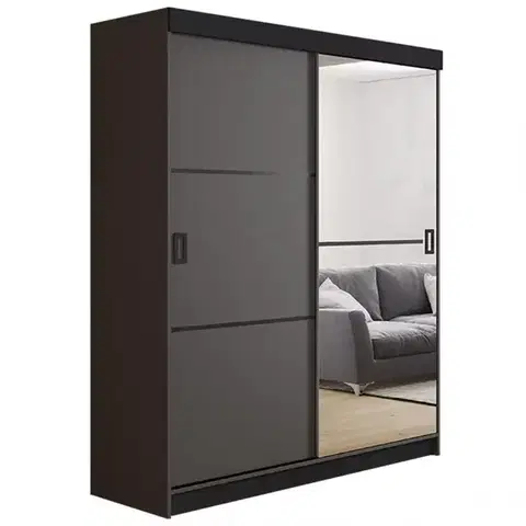 Spálňové šatníkové skrine Skriňa Retro 138 2L grafit/ Dvierka grafit