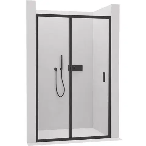 Sprchovacie kúty CERANO - Sprchové posuvné dvere Varone LINE Ľ/P - 6 mm - čierna matná, transparentné sklo - 100x195 CER-478087