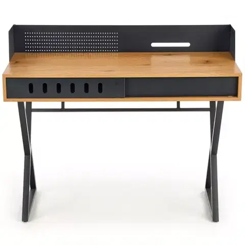 Moderné kancelárske stoly Písací Stôl B-43 Dub Zlatá/Čierna