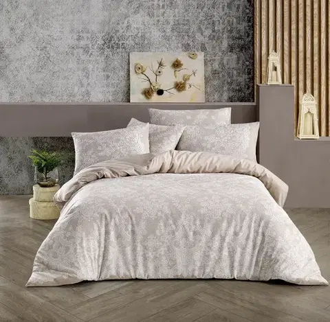 Obliečky Obliečky bavlnené Ornament exclusive béžový TiaHome - 1x Vankúš 90x70cm, 1x Paplón 140x200cm