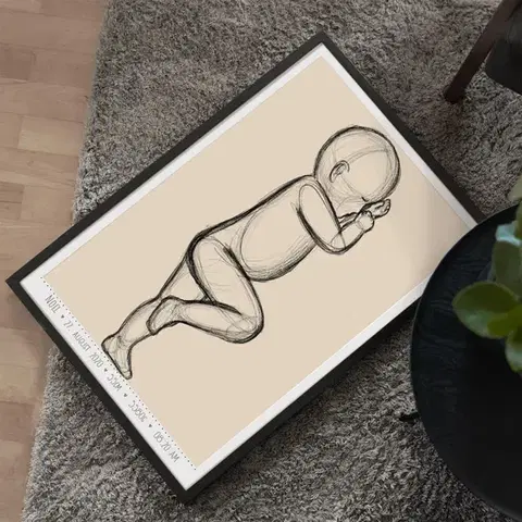Obrazy do detskej izby Obraz k narodeniu bábätka v skutočnej veľkosti - 60x40cm