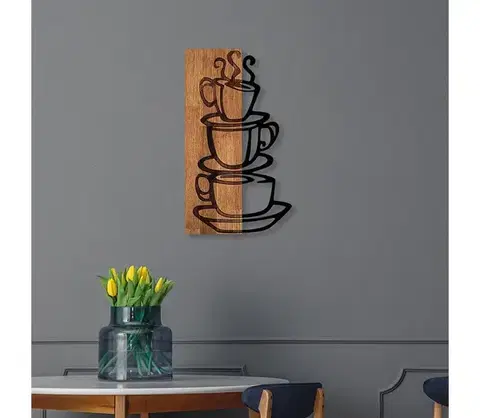 Obrazy  Nástenná dekorácia 58x34 cm šálka drevo/kov 899SKL2278