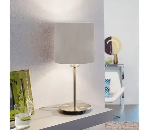 Lampy Eglo 54745 - Stolná lampa ANADIA 1xE14/40W/230V taupe/matný chróm 54745