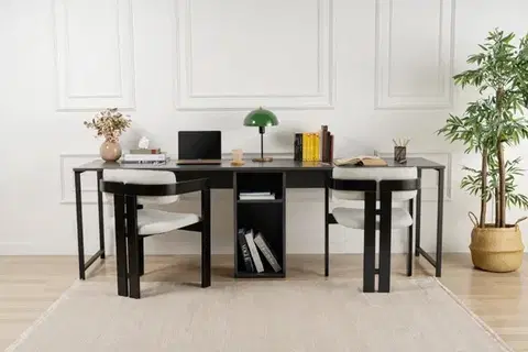 Písacie stoly Písací stôl Twin Study Desk - Anthracite, Black
