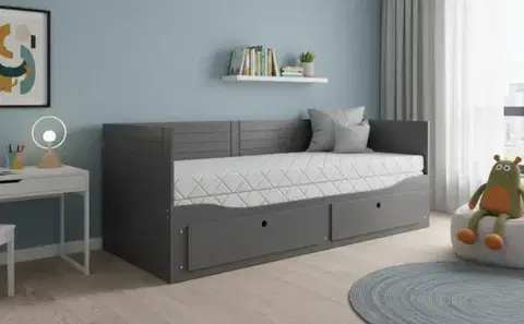 Postele BMS Detská posteľ HERMES s matracom | sivá 80 x 200 cm