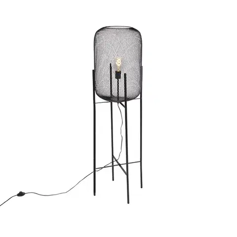 Stojace lampy Moderná čierna stojaca lampa - Bliss Mesh