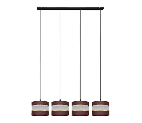 Svietidlá  Luster na lanku HELEN 4xE27/15W/230V hnedá/čierna/zlatá W-L 0801/4 BK-B +BR+GO+MAT