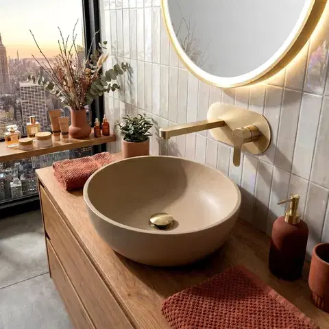 Kúpeľňové batérie REA - Podomietková umývadlová batéria Arcos Brush Gold REA-B6977