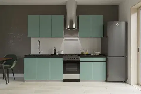 Kuchynské linky SILVER jednoduchá kuchynská linka 200 cm, zelenomodrá