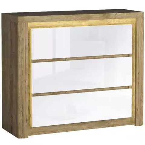 Komody do spálne Komoda Livinio L6 Ribbeck/Biely lesk