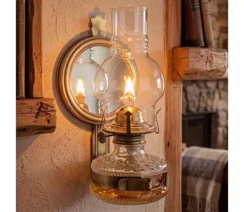 Lampy BRILAGI - Petrolejová lampa so zrkadlom MERLIN zlatá/patina 8590828169253