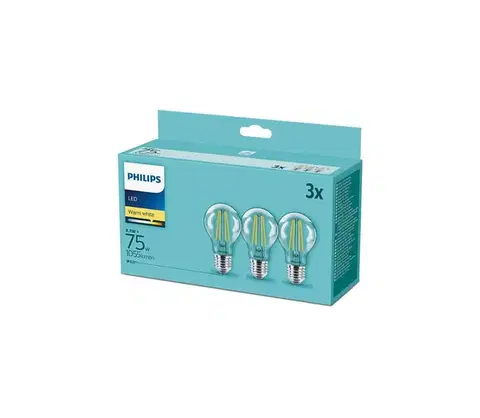 LED osvetlenie Sada 3x LED žiaroviek VINTAGE Philips E27/8,5W/230V 2700K 8718699696955