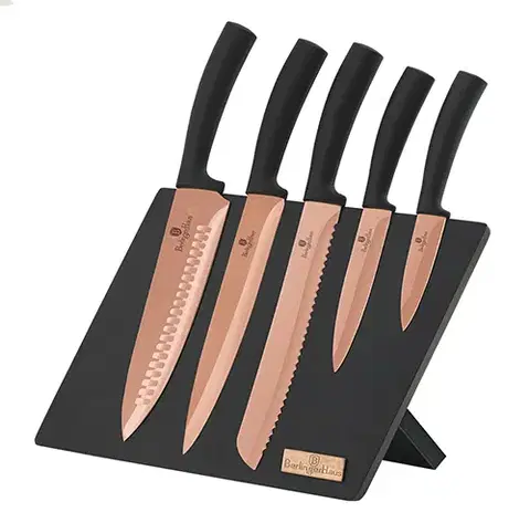 Sady nožov BERLINGER HAUS - Nože sada 5ks a magnetický stojan 1ks, Rose Gold