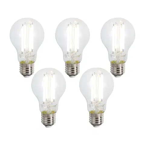 LED osvetlenie Sada 5 inteligentných stmievateľných LED žiaroviek E27 A60 číra 7W 806 lm 2700-6500K