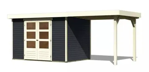 Zahradné domčeky Drevený záhradný domček ASKOLA 4 s prístavkom 240 Lanitplast